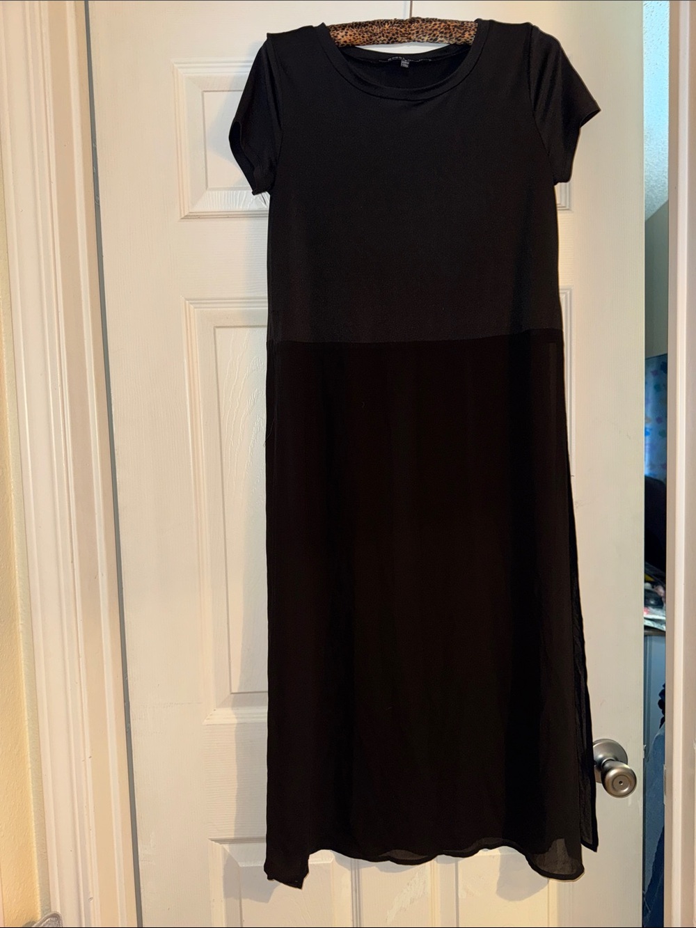 Sweet Rain Black Short-Sleeve Maxi Dress